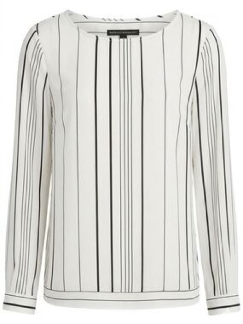 White House Black Market White Blouse with Black Stripes